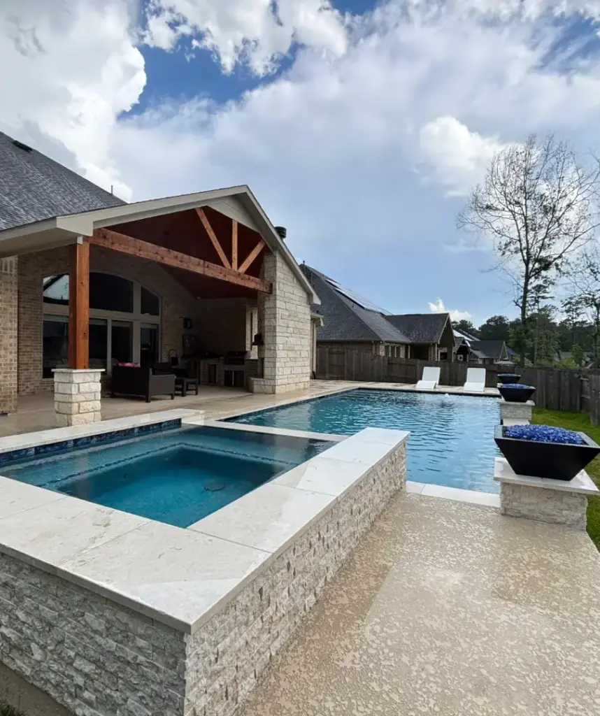 Pristine backyard infinity pool in the Texas Hill Country.